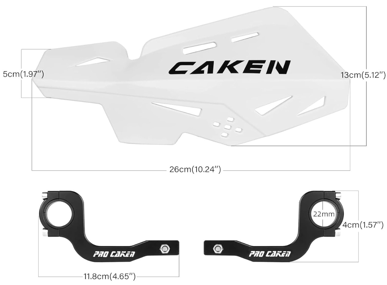 PRO CAKEN Handlebar Hand Guards Nylon 7/8″ 1 1/8″ Dirt Bike White