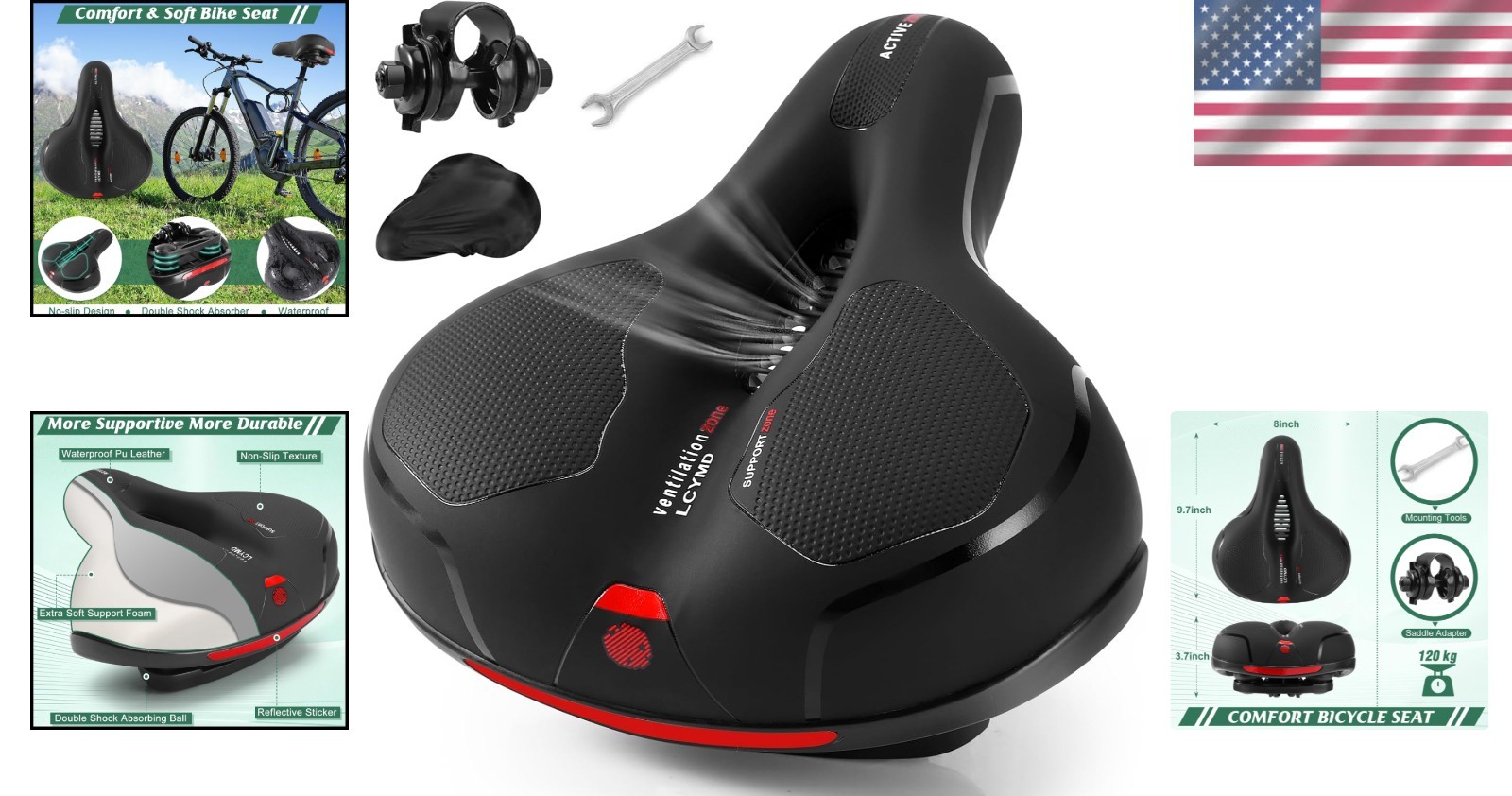 Ergonomic Bicycle Seat with Dual Shock Absorbers – Waterproof & Breathable