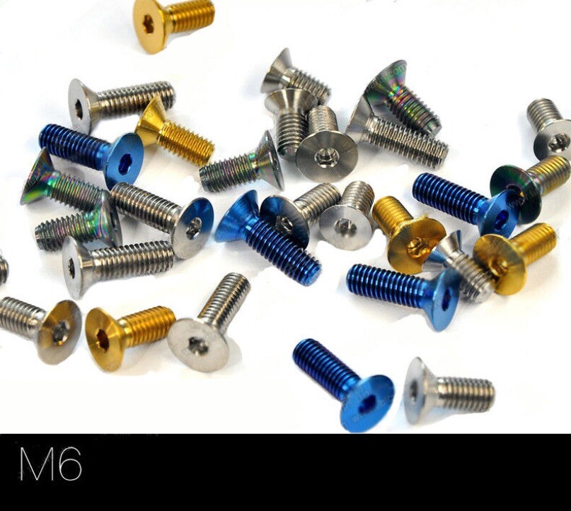 10pcs M6x10/15/20/25/30/35mm Flat Head Titanium Countersunk Screws Bolts