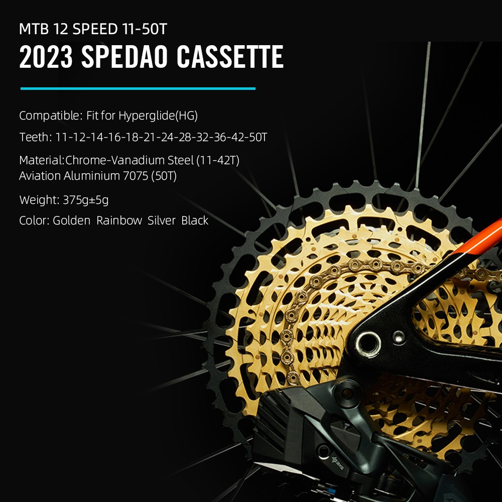 12S MTB Cassette 12s 11-50 Tooth, CNC Machined Steel Freewheel for Shimano HG