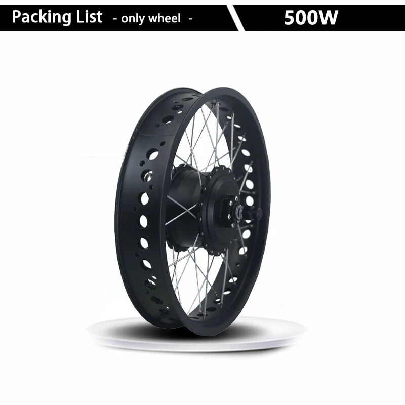 500W 36V 48V Fat Electric Bike 20 26inch 4.0 Tyre Front/Rear Hub Motor Wheel Kit