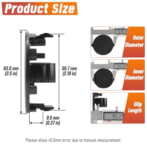 4Pcs 63.5mm(2.5in) Wheel Center Outer 63.5mm 2.5″ . Inner 55.7mm 2.19″ Black
