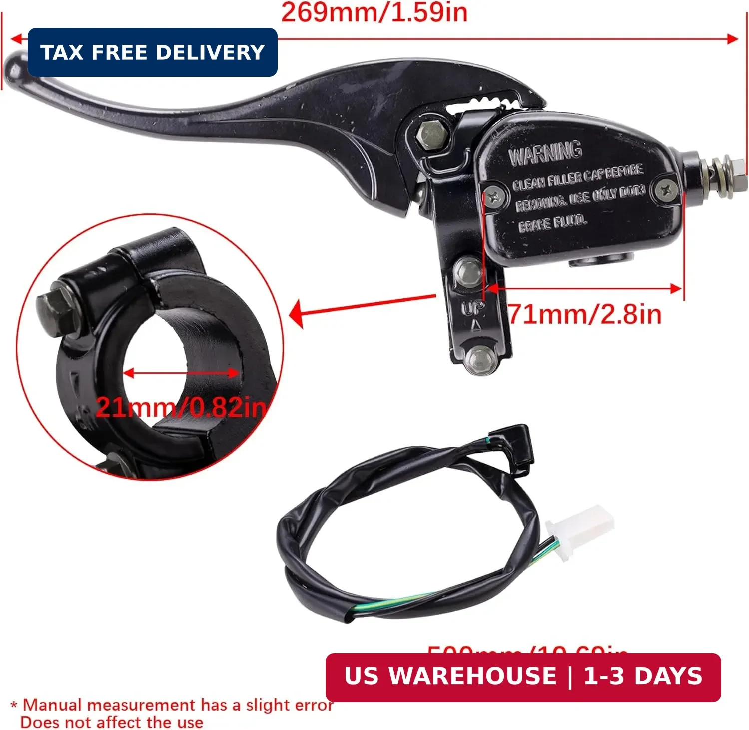 Left Front Brake Master Cylinder Compatible with Polaris Sportsman 335 400 450 5