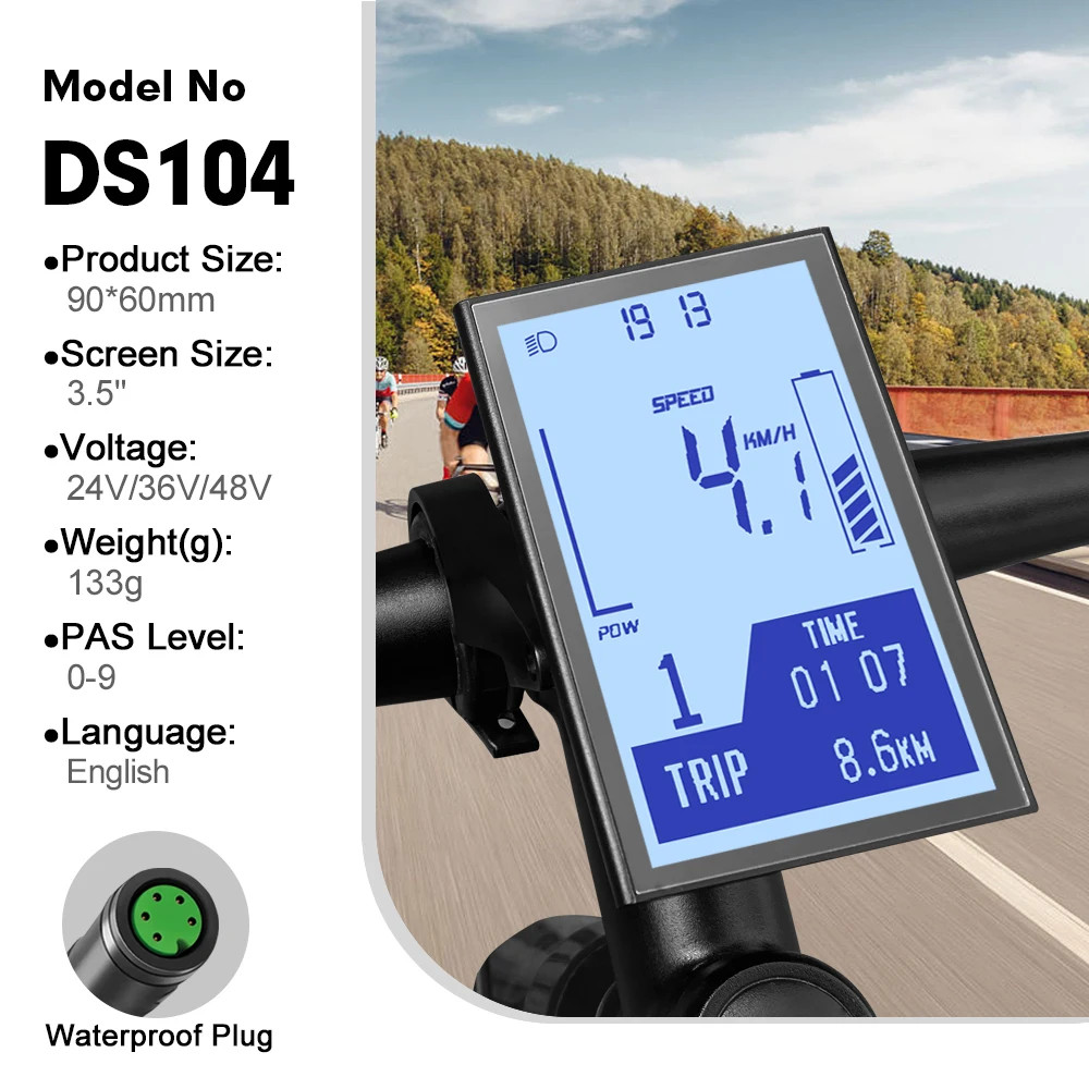 24V/36V/48V Electric Bicycle Display with 5 Pin Female Plug for Mid Drive Motor