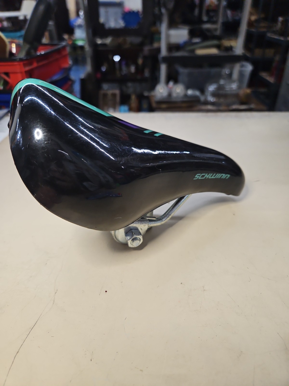 Schwinn Bike Saddle/Seat Black Purple Teal Pattern Line Astro