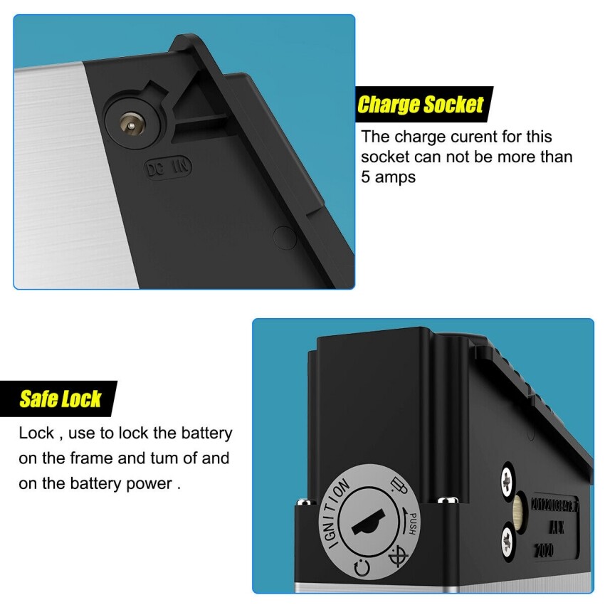 Rechargeable EBike Battery With Key & Charger 48V 14Ah 250W-500W-1000W E-Bike