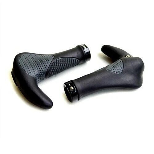 VELO MTB City Road Bike Handlebar Bar End Grips – Black/Grey – 138mm