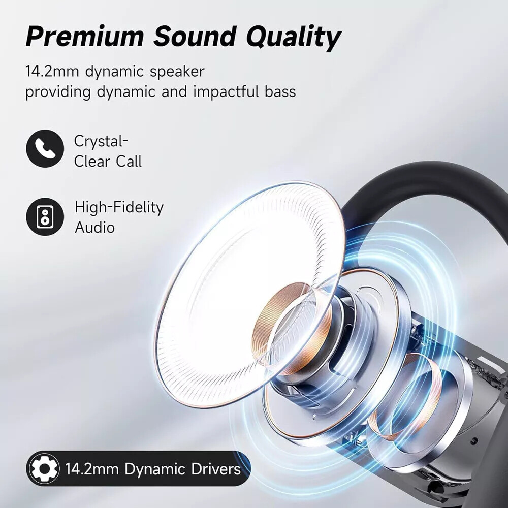 Bluetooth 5.4 Headphones Wireless Earbuds Open-Ear Sport Headset Touch Screen
