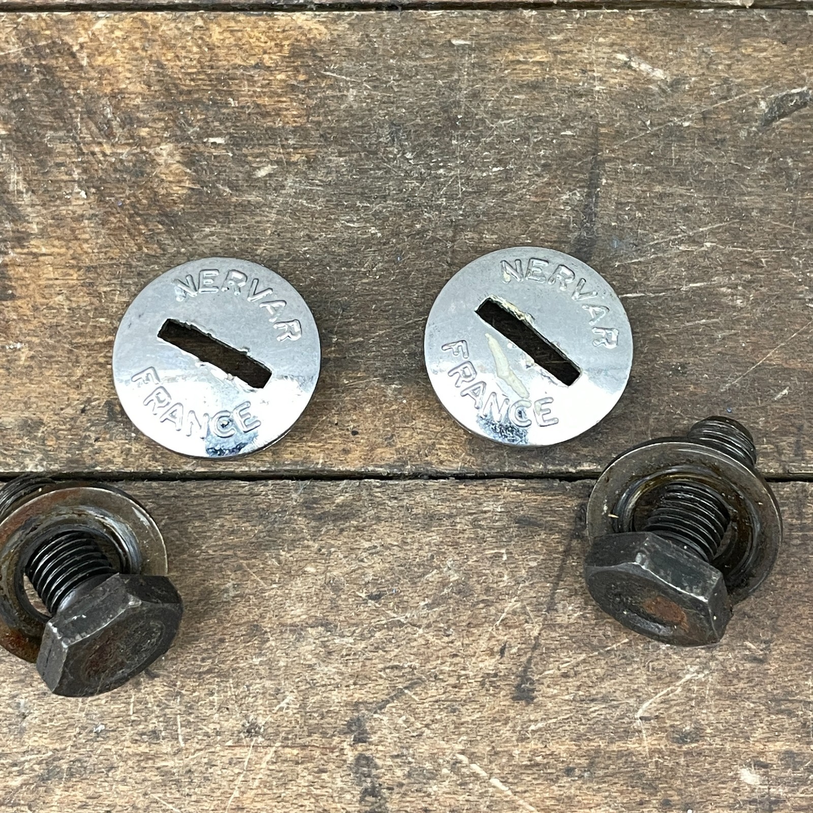 Vintage Nervar Dust Caps Set Crank Arm Bolts Lot 2 France Plastic A2