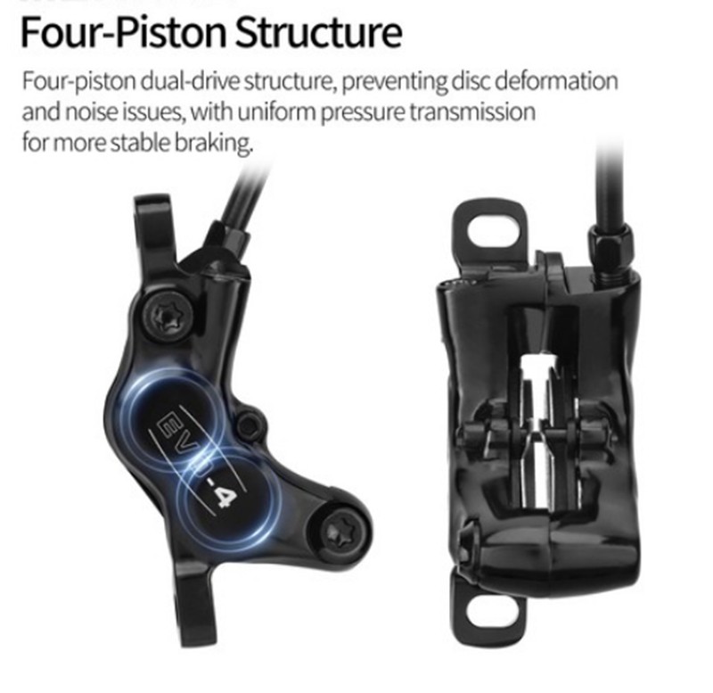 2pcs 4-Piston Hydraulic Disc Brake Set For Mountain Bike Front/Rear 850/1550mm