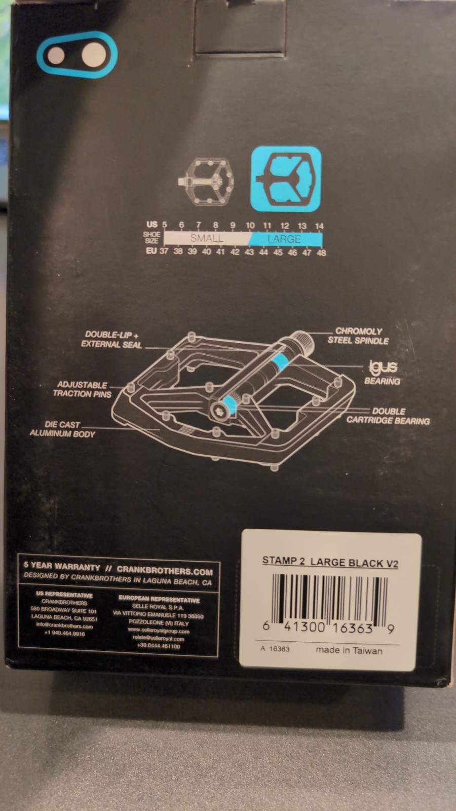 Crankbrothers Stamp 2 Large Platform Pedals – Black – New Open Box, Never Mounte