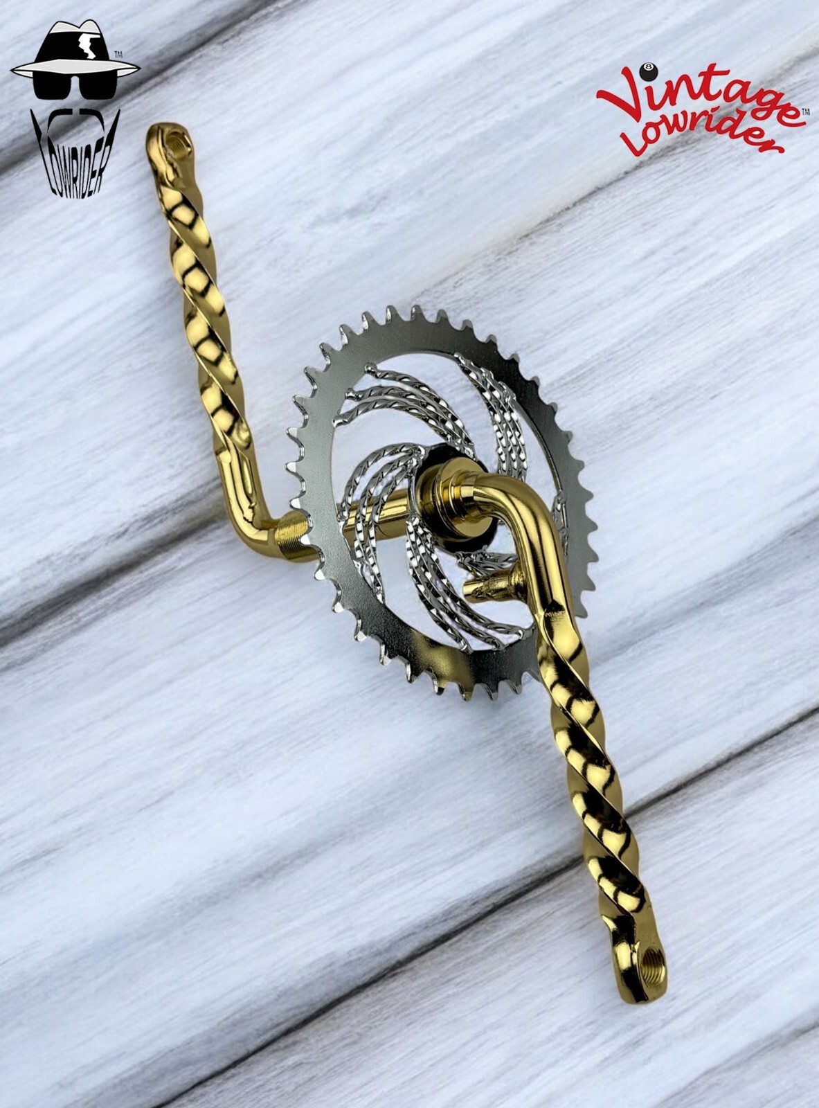 SINGLE TWISTED SPROCKET 36T, 6 1/2″ TWISTED CRANK CRUISER/LOWRIDER BICYCLES.