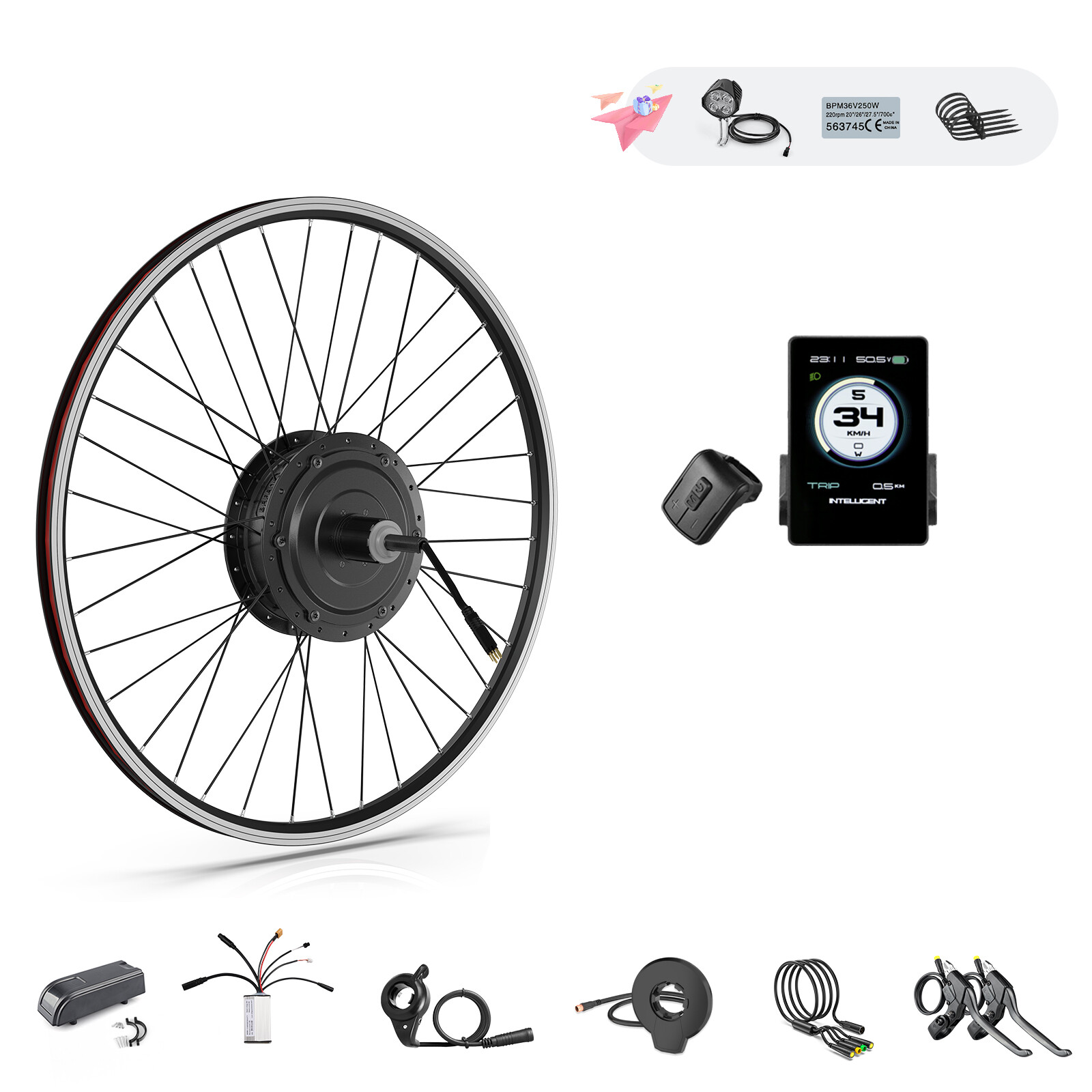48V 500W Electric Bicycle 26″ 27.5″ 700C Rear Wheel Motor E-bike Conversion Kit