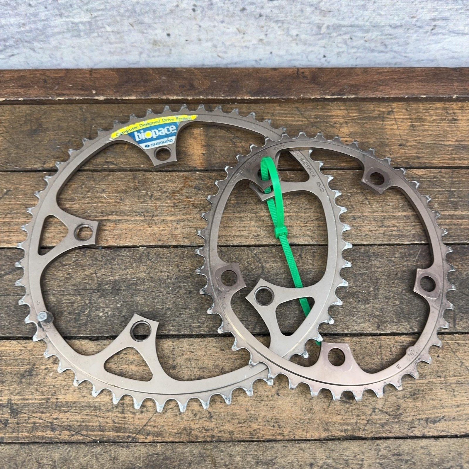 Vintage Shimano Biopace Chainring Set 42 Tooth 130 BCD 5 Arm Road Bike Oval 42t