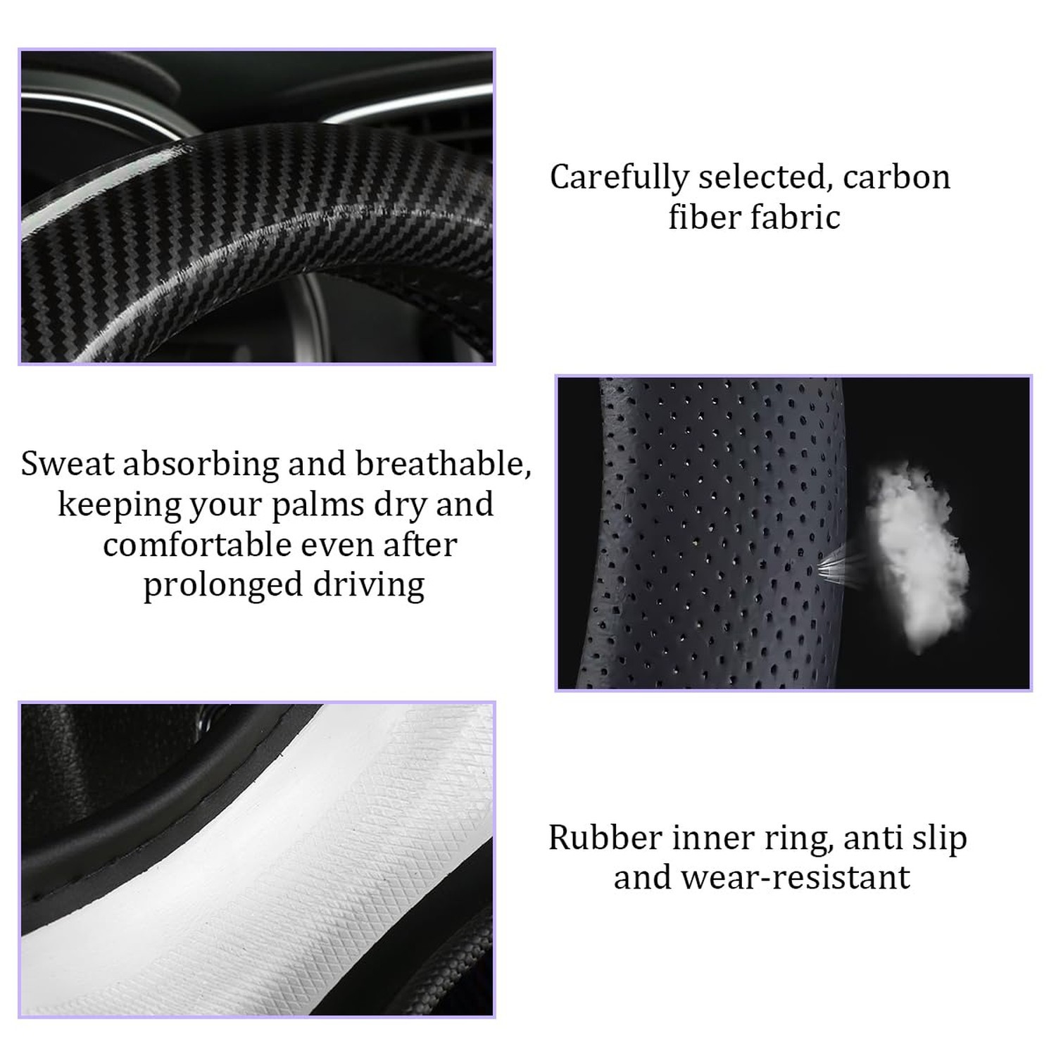 Car Steering Wheel Cover, 15 Inch Carbon Fiber Full Surround Vehicle Steering…