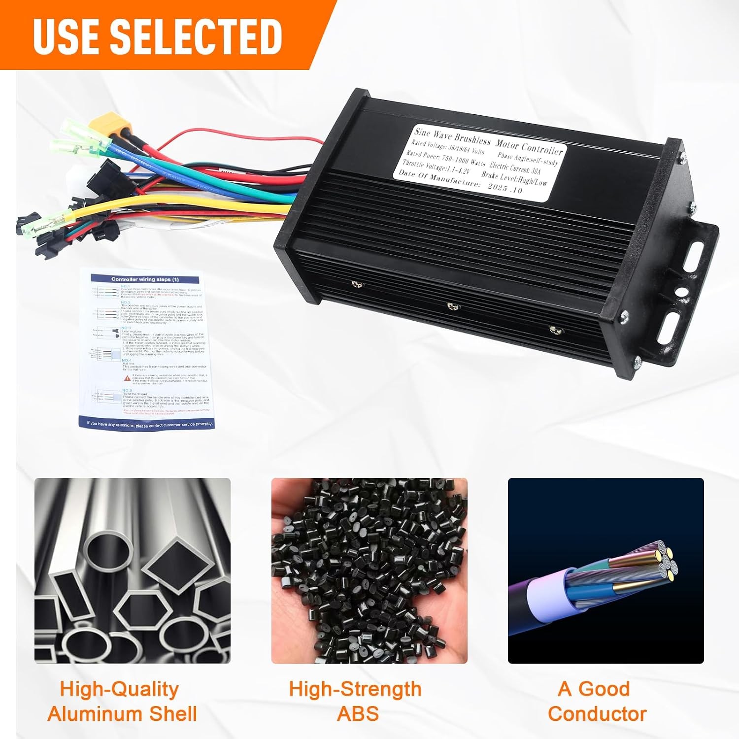 Electric Bike Controller 36V/48V/64V 30A 750W/1000W JN Sine Wave Brushless Motor