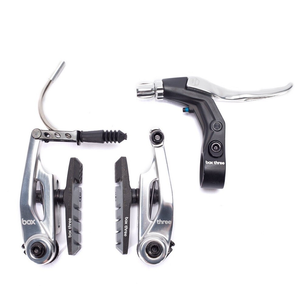 BOX COMPONENTS BMX MINI V-BRAKE KIT BOX THREE WITH LEVER AND CABLE 85MM SILVER