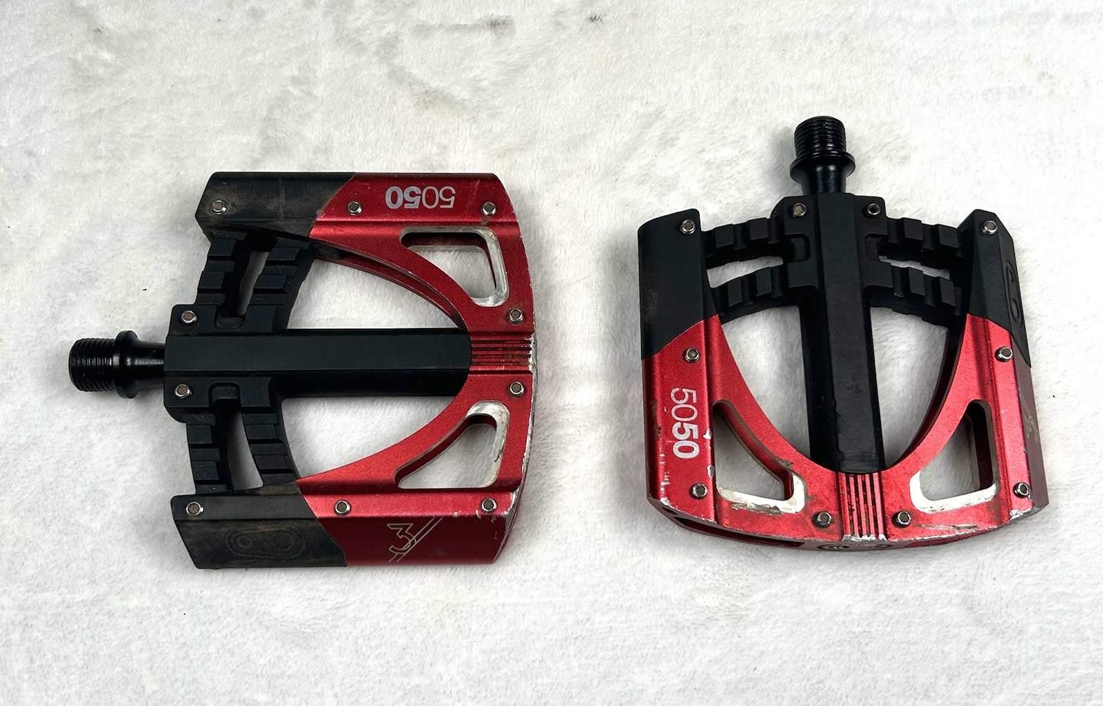 Crank Brothers 5050 Pedals Red/Black Sealed Bearing • 9/16” Axle • Free Shipping