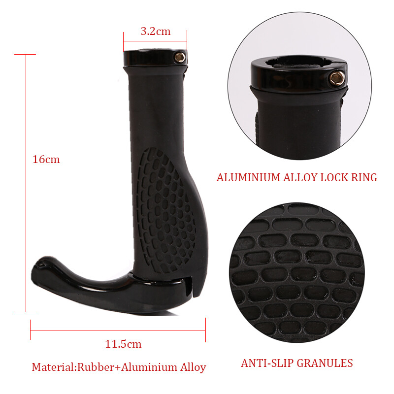 Ergonomic MTB Mountain Bike Bicycle Handlebar Rubber Grips Cycling Lock-On Ends