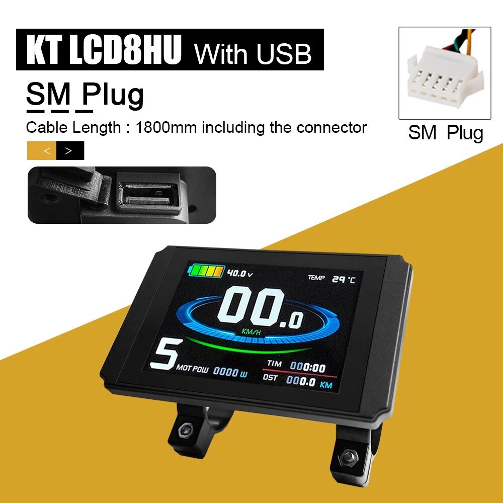 E-bike LCD8H LCD8HU Display with USB 24V/36V/48V/52V/60V72V E-bike Display