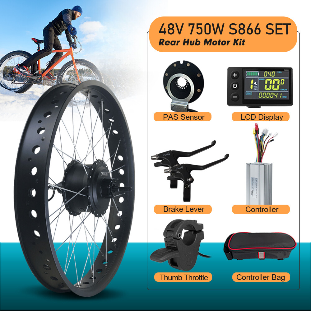 48V 750W 20 24 26er Snow E-bike Fat Brushless Front/Rear Hub Motor Dropout 170mm