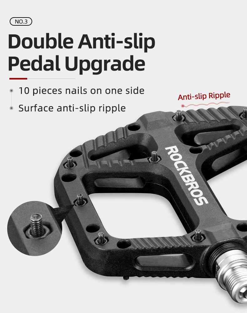 Rockbro Ultralight Extra Large Mountain Bike Pedals Nylon Composite Bearing 9/16