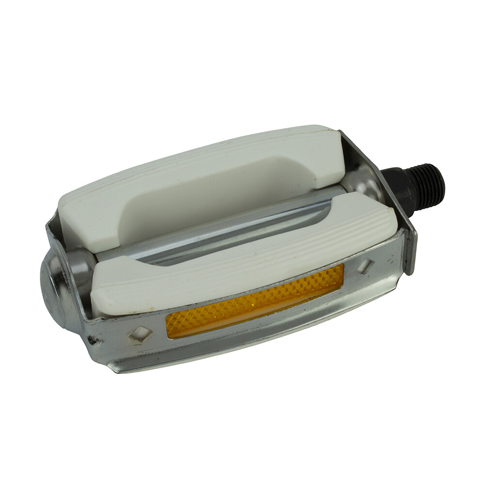 BICYCLE KRATE RUBBER PEDALS COMPATIBLE WITH 9/16 CRANK WHITE/CHROME