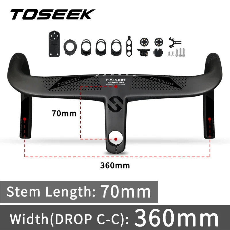 Bicycle Drop Bar Carbon Integrated Handlebar 28.6mm with Bike Computer Holder