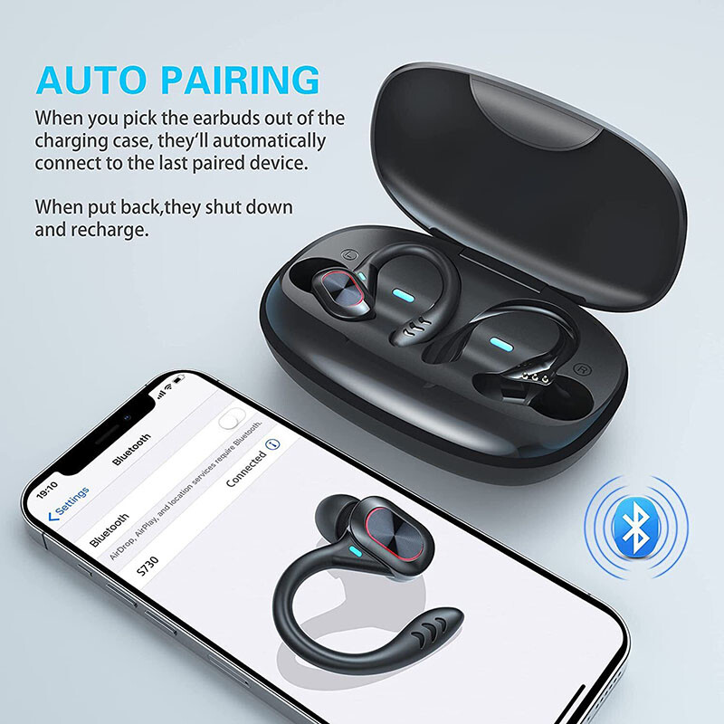 Bluetooth 5.0 Ear hook Wireless Headset Headphones for iPhone Samsung Android
