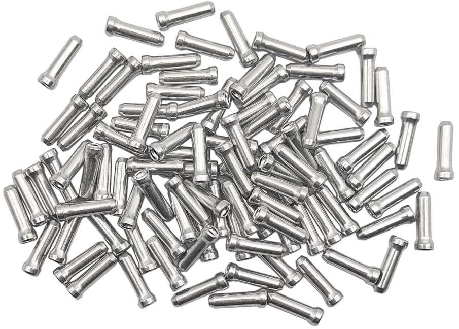 100 Bike Cable End Cap Silver Brake Shifter Wire Crimp Mountain Bicycle Aluminum