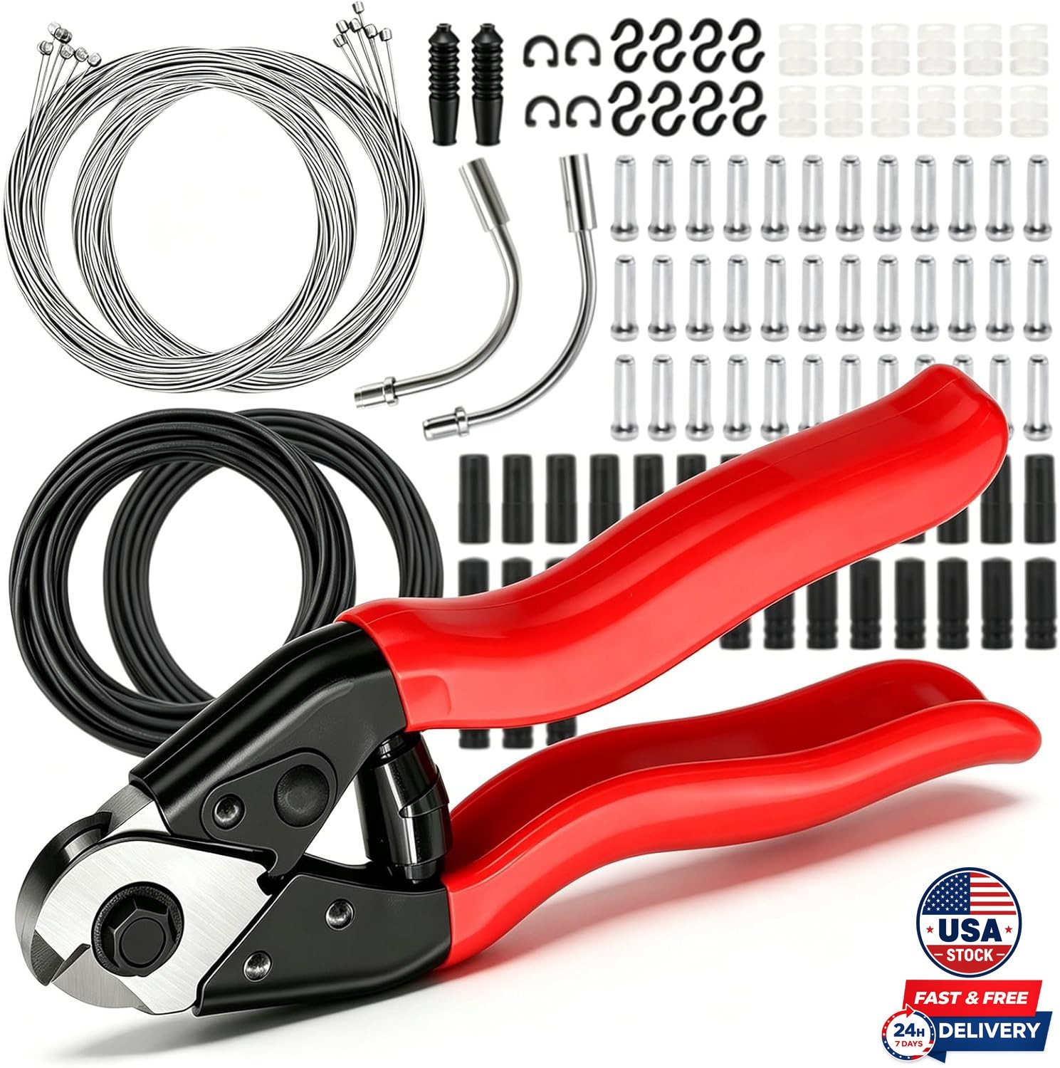 107PCS Universal Bike Cable Cutter Stainless Steel Brake Shifter Cable End Caps