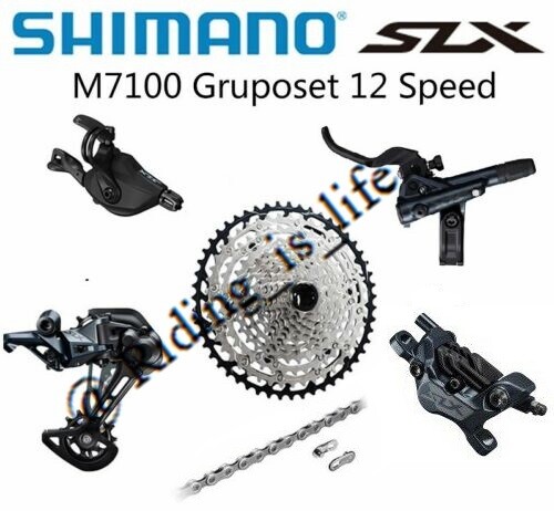 New SHIMANO SLX M7100 1×12 12-Speed MTB Groupset W/M7120 4-Pistol Brake Set 5Pcs