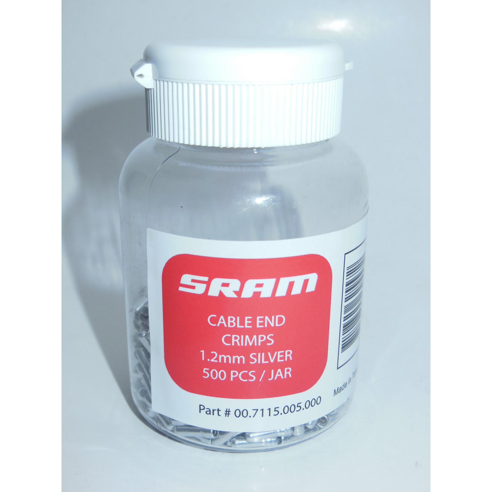 SRAM Cable End Crimps for Bike Derailleur 1.2 mm Silver 500pc Jar shift tip cap