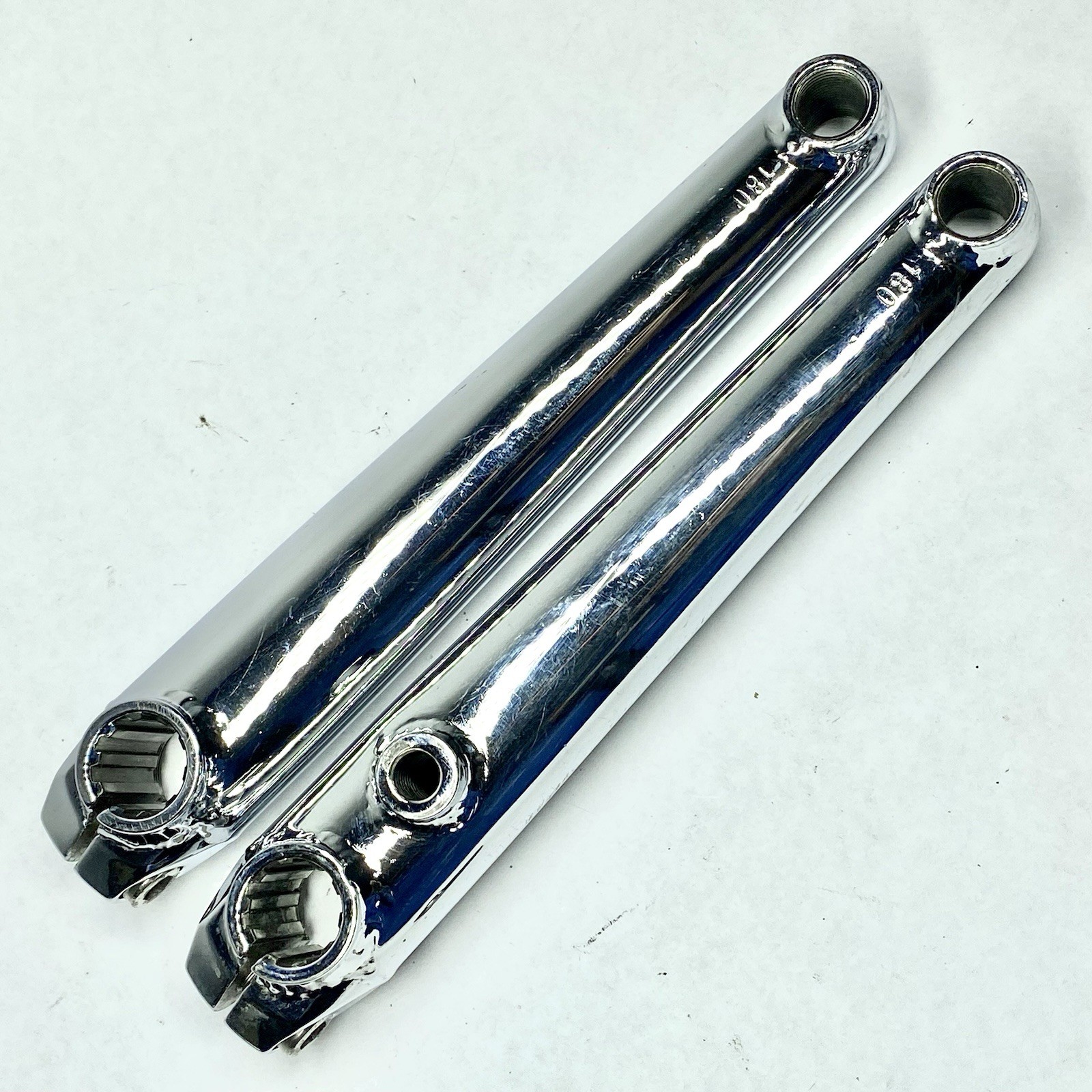 Vintage Azonic 454 180mm Chromoly Cranks Chrome Sealed Bottom Bracket BMX MTB