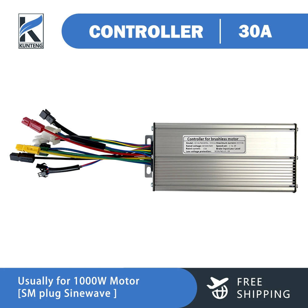 E-bike KT Controller 36 48V 250-1000W Sinewave SM/WP Plug Controller with Light