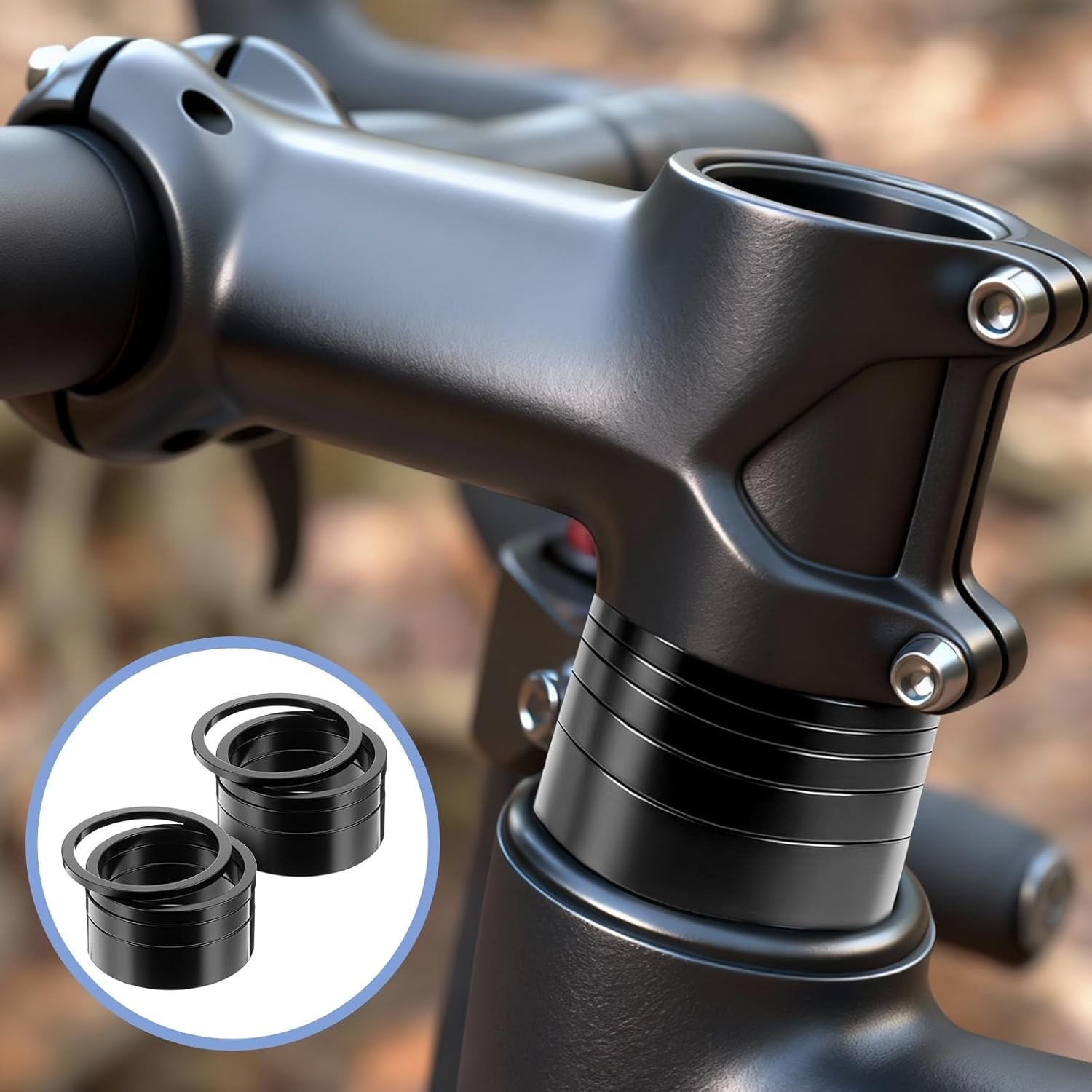 Bike Stem Spacer Kit 1 1/8 Threadless 28.6mm Aluminum 8PCS Assorted Sizes