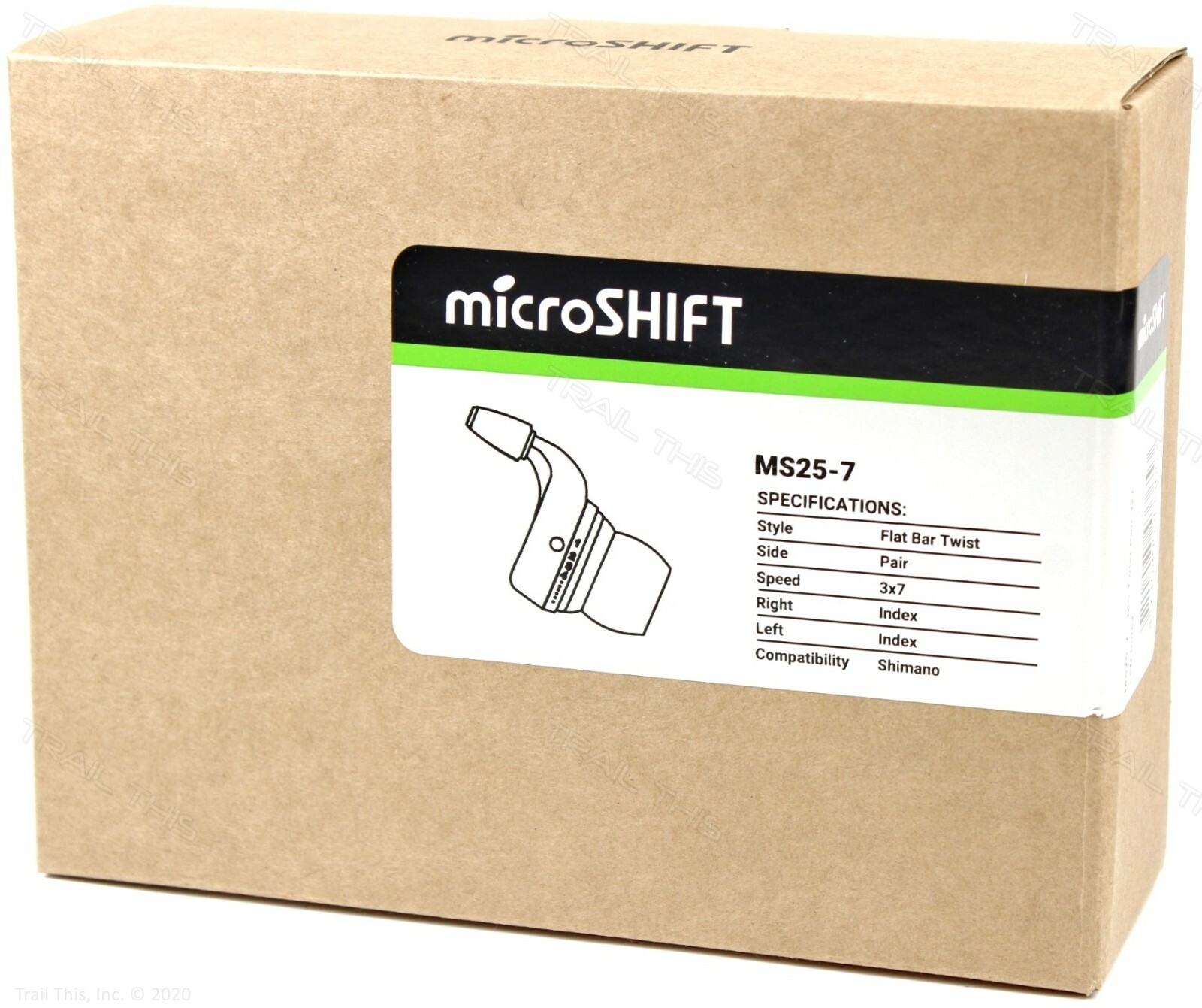 Microshift MS25 3×7 (21-Speed) MTB Bike Twist Shifter Set w/ Cables fit Shimano