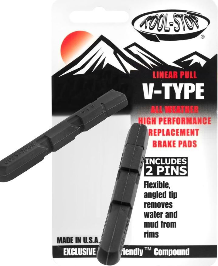 Kool-Stop V-Type Black Linear Pull Brake Pad Inserts Shimano Style Pair