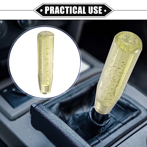 Gear Shift Knob Stick, 20cm Faux Crystal Transparent Bubble Gear Shifter Yellow