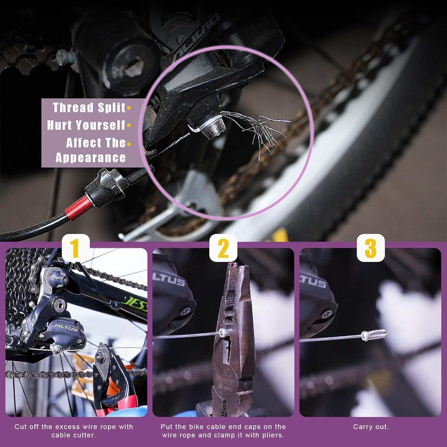 67PCS Stainless Steel Bike Cable Cutter and Brake/Shift Cable Kit with Crimp New