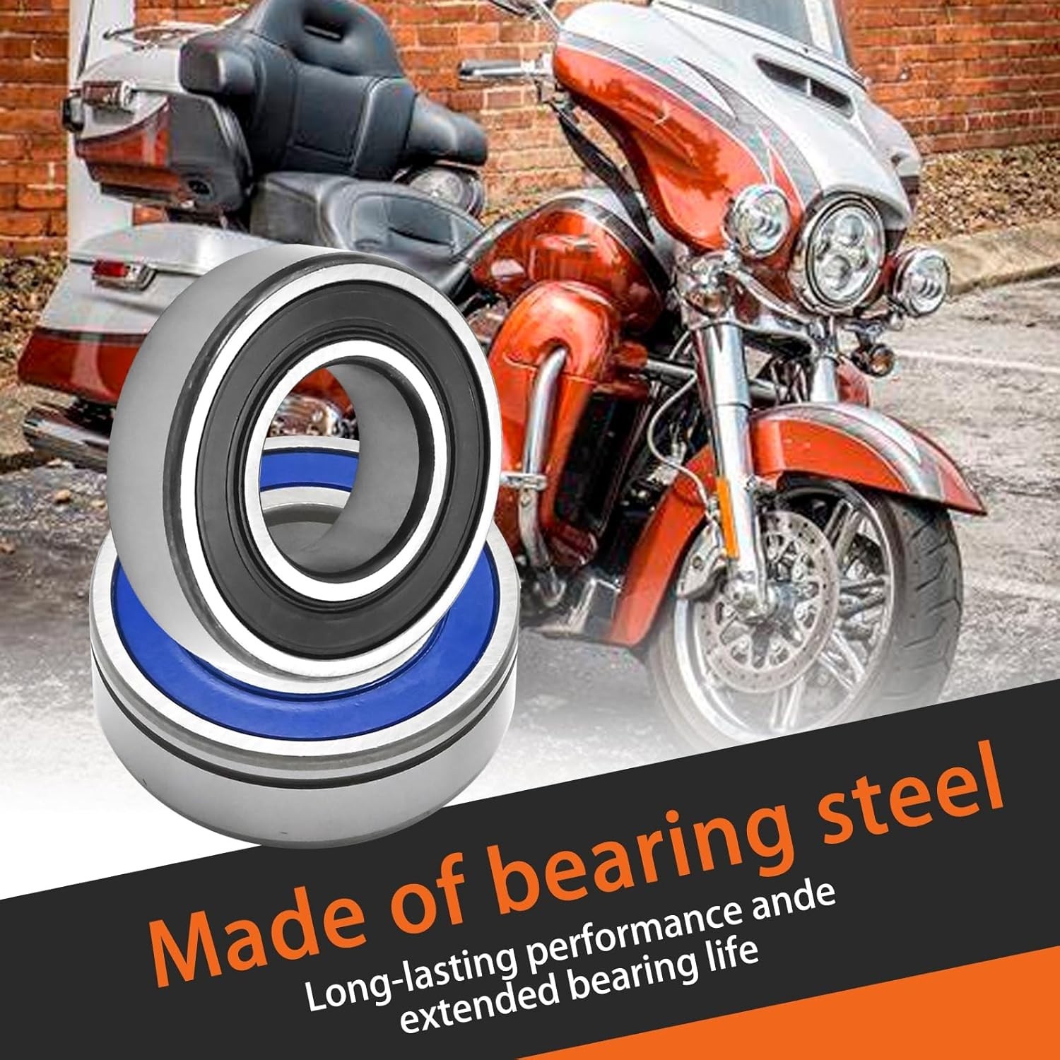 2 Pack Wheel Bearing Kit with ABS Sealed, Replacement for Harley FLHT, FLHX,