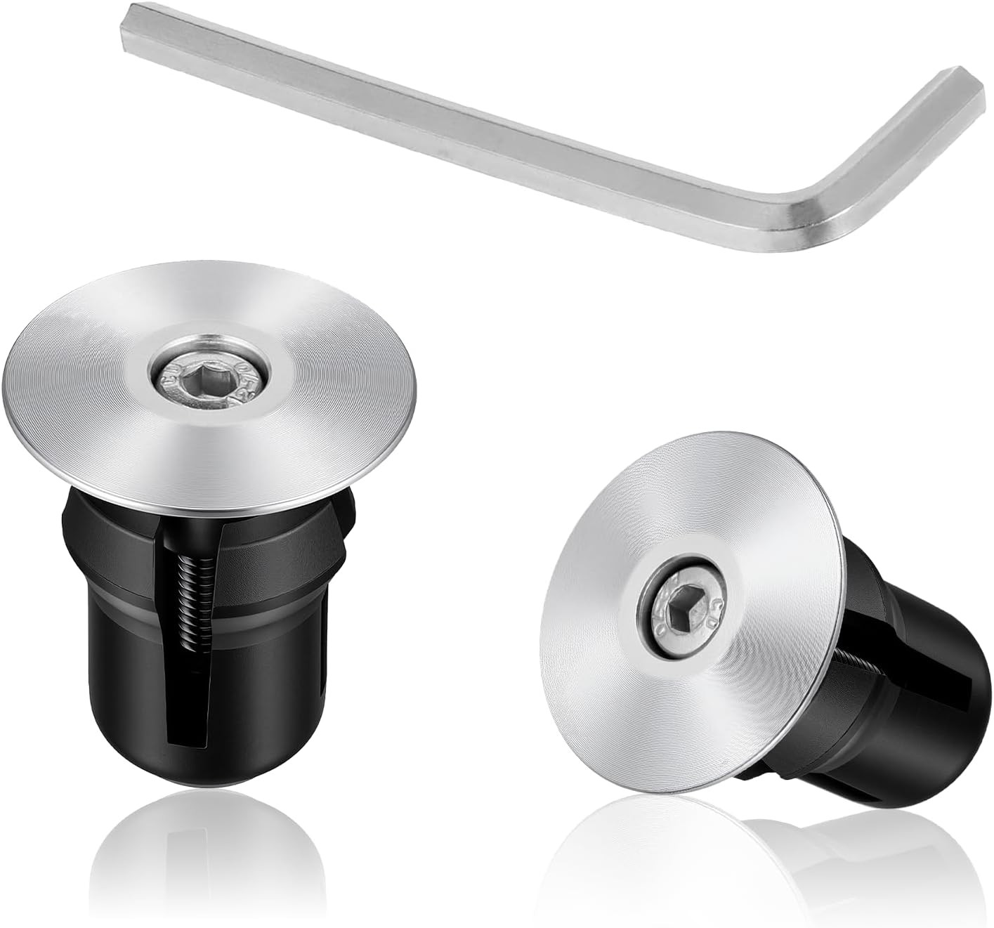 Handlebar End Caps Bar End Plugs Caps, Aluminum Adjustable Bike Bar Ends Silver