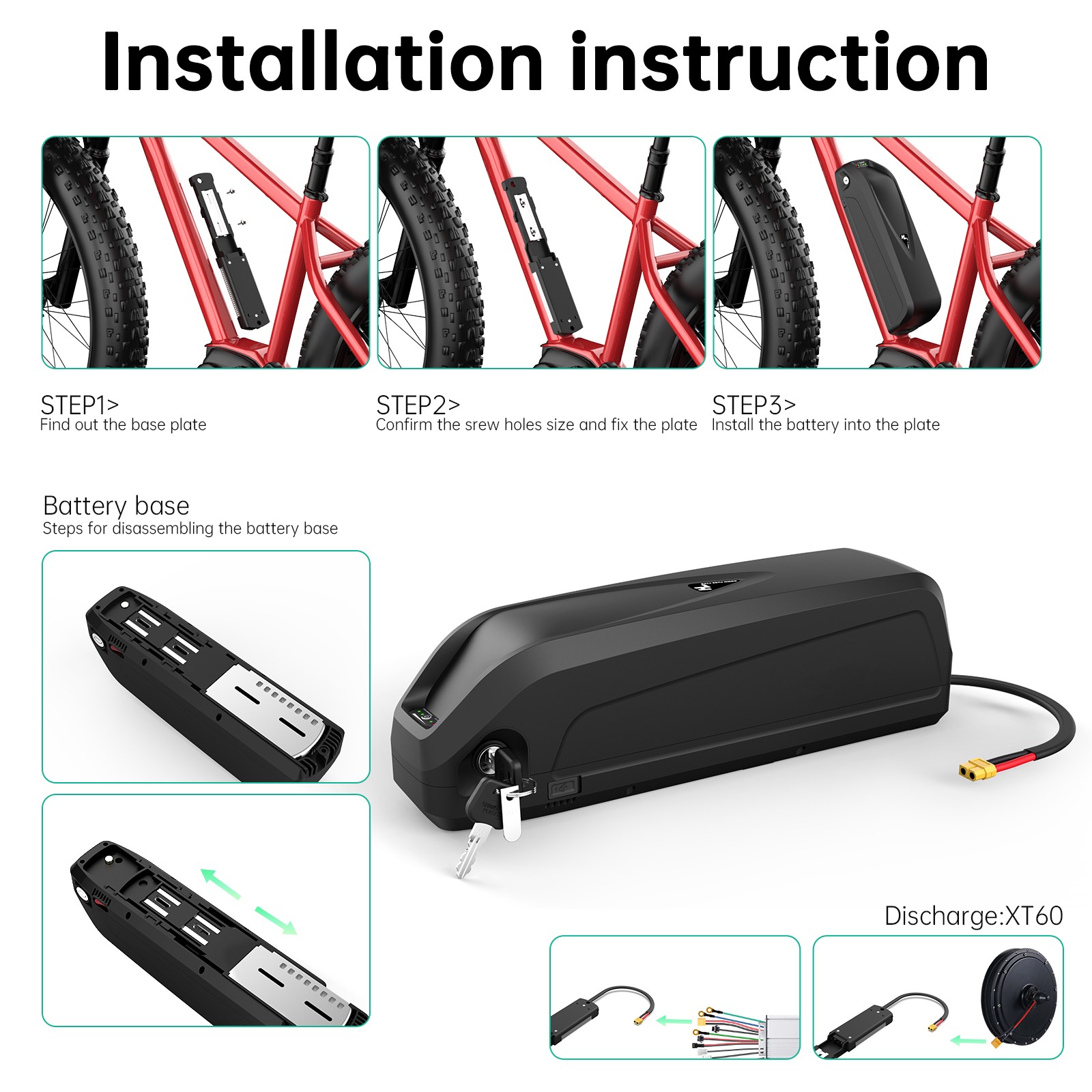 36V 48V 52V 60V 10Ah 20Ah 25Ah Ebike Battery Lithium Electric Bicycle Battery