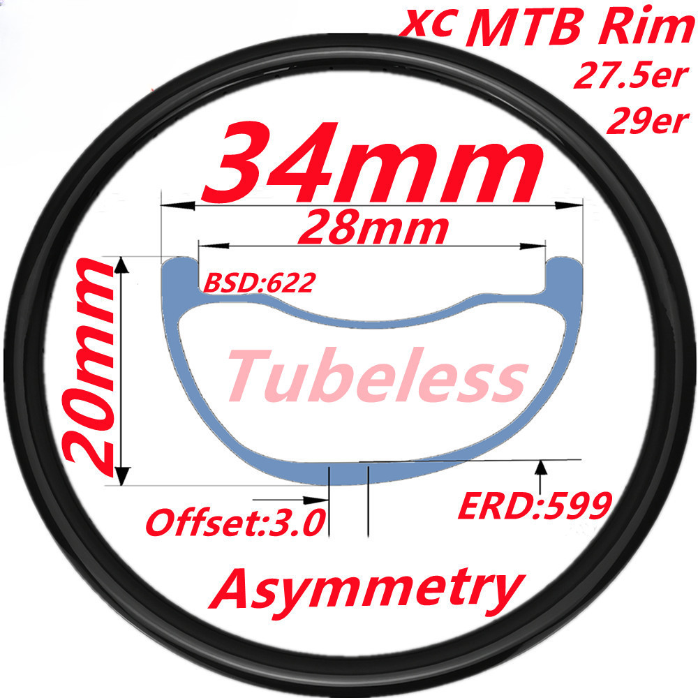 29/27.5er 650B Carbon Mountain Bike Rim 28 Holes 20 25 30MM Depth Bicycle Rims