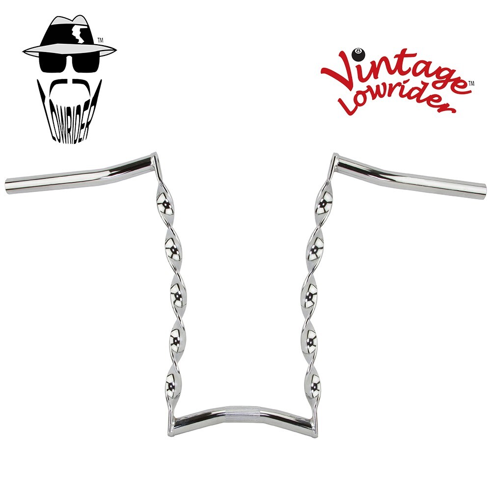 Original Lowrider Flat Twisted Vintage Handlebar 15″ Rise Chrome 25.4mm Clamp