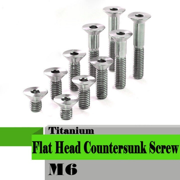 10pcs M6x10/15/20/25/30/35mm Flat Head Titanium Countersunk Screws Bolts