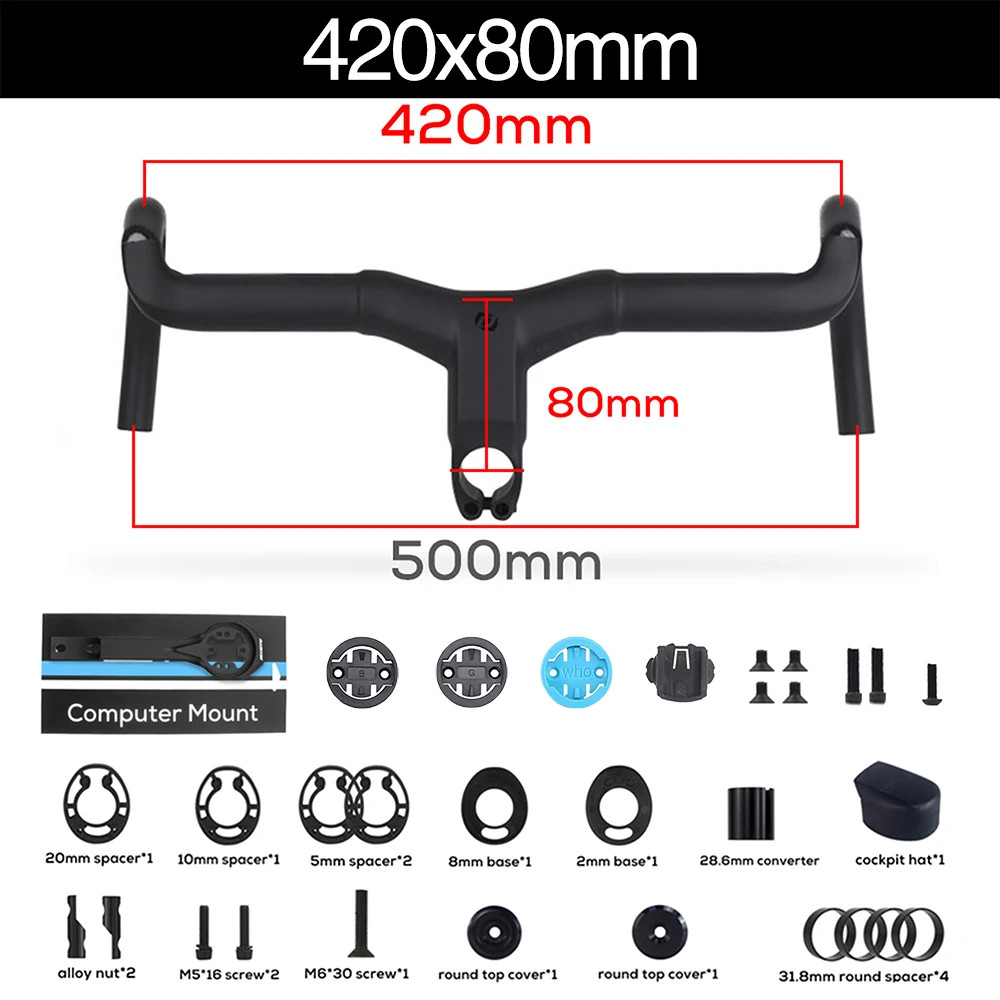 Carbon Gravel Integrated Road Bicycle Drop Bar Internal Cable Routing with Mount