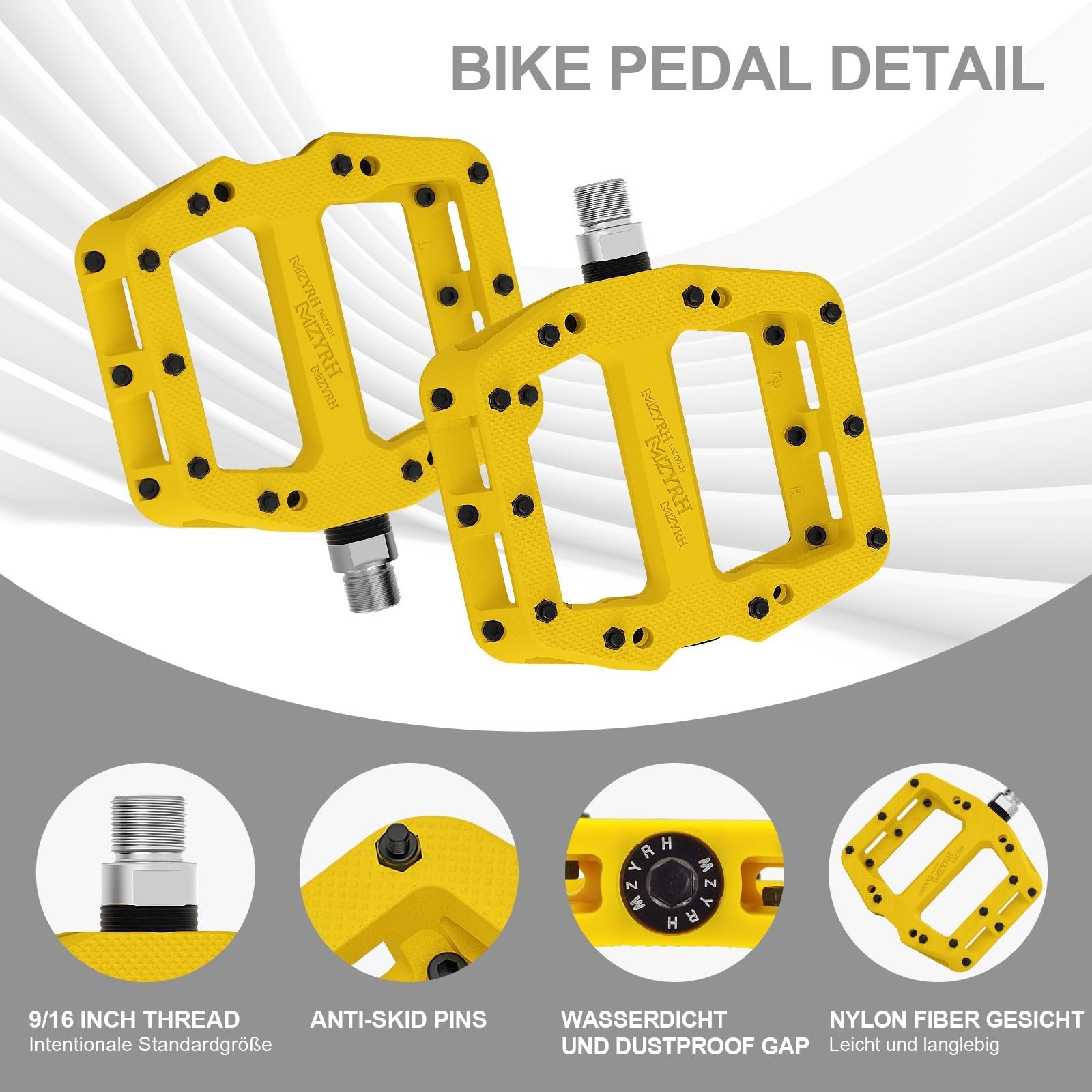 MTB Bicycle Pedals Nylon 3 Bearing Composite 9/16 Mountain Bike Pedals High Strength …