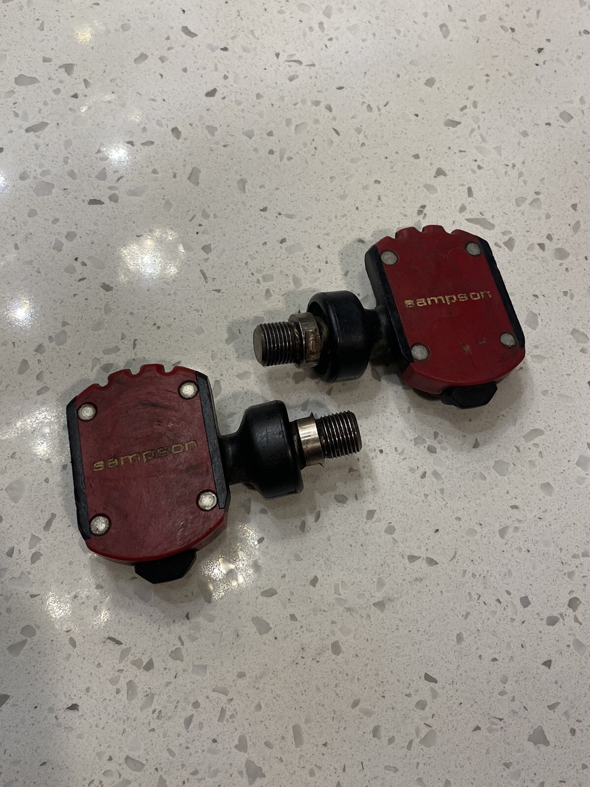 Sampson Stratics Clipless Pedals Super Light 226 Grams! Very Smooth. Red. Campy