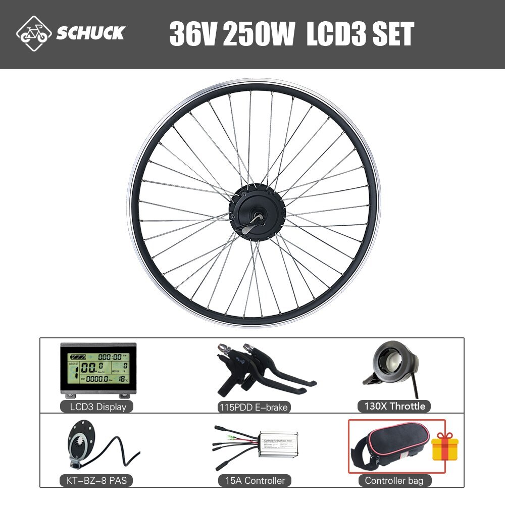 E-bike Conversion Kit 36V 48V 250W Rear Rotate Hub Motor Wheel 16- 29Inch/700c